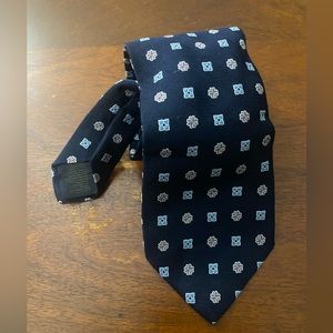 BROOKS BROTHERS tie SILK, Made in USA, Blue Men Necktie, Floral block
